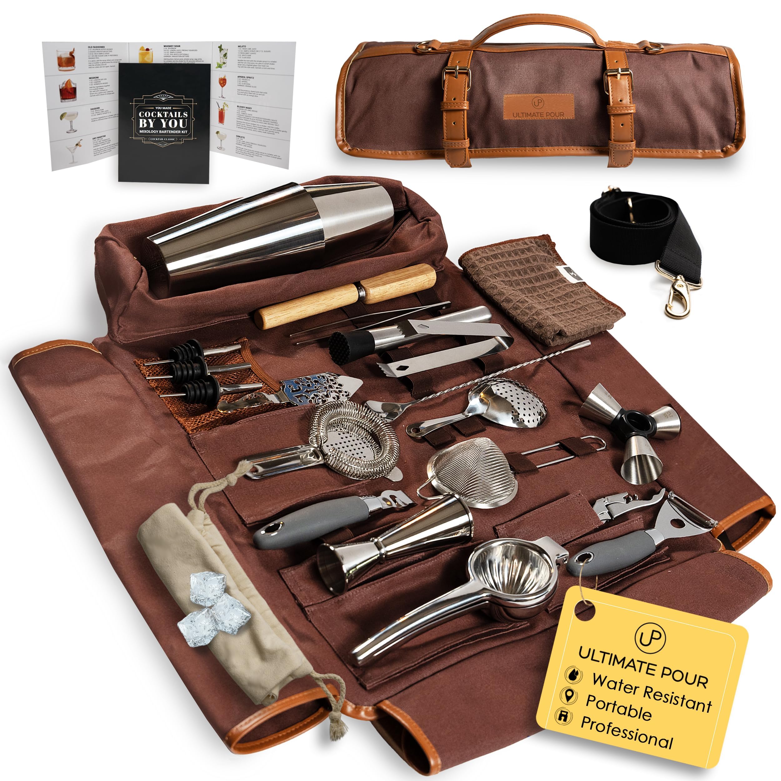 Amazon.com: ULTIMATE POUR Bartender Kit Travel Bag Cocktail Shaker
